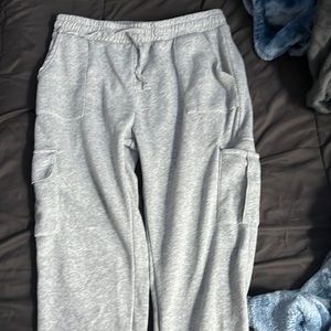 grey cargo sweatpants.